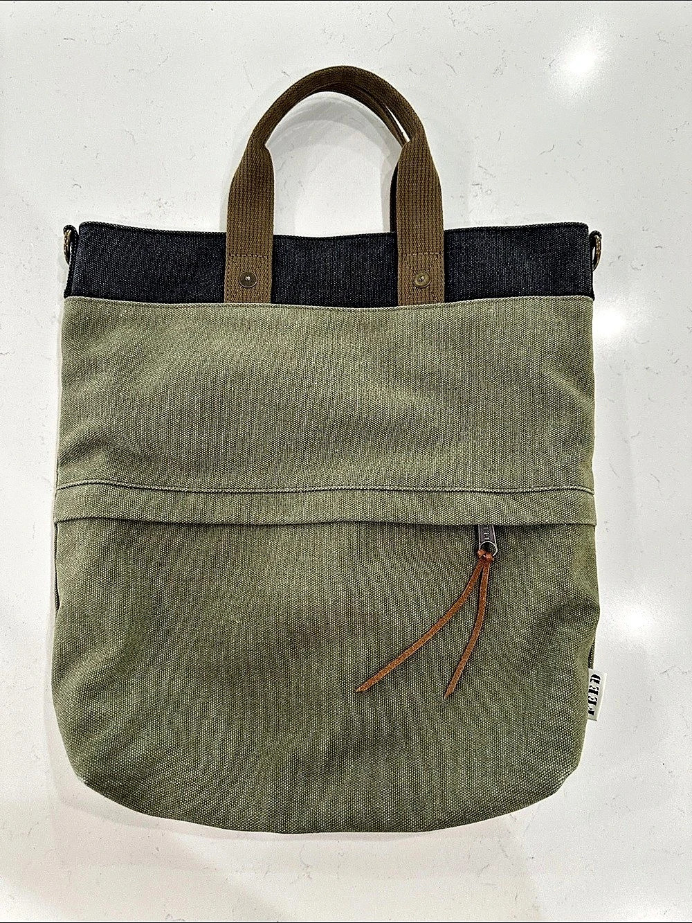 FEED Olive Green Canvas Tote Bag
